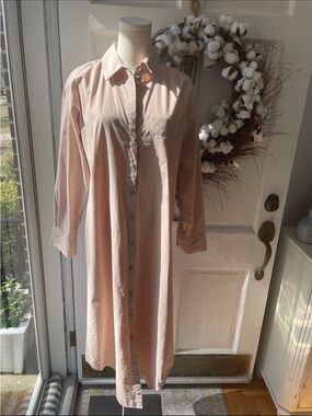 Anthropologie Blush Pink Maxi Shirt Dress